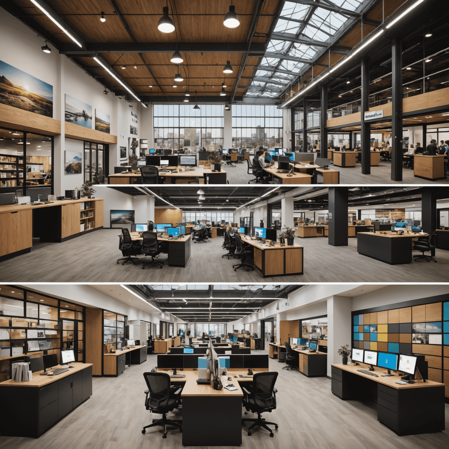A collage showing various business environments - office spaces, retail stores, and industrial sites - all connected by Etisal's enterprise network solutions