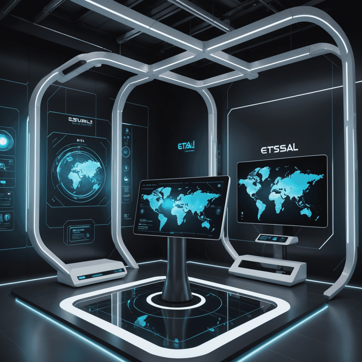 Futuristic communication devices and holographic displays, showcasing Etisal's innovative pipeline